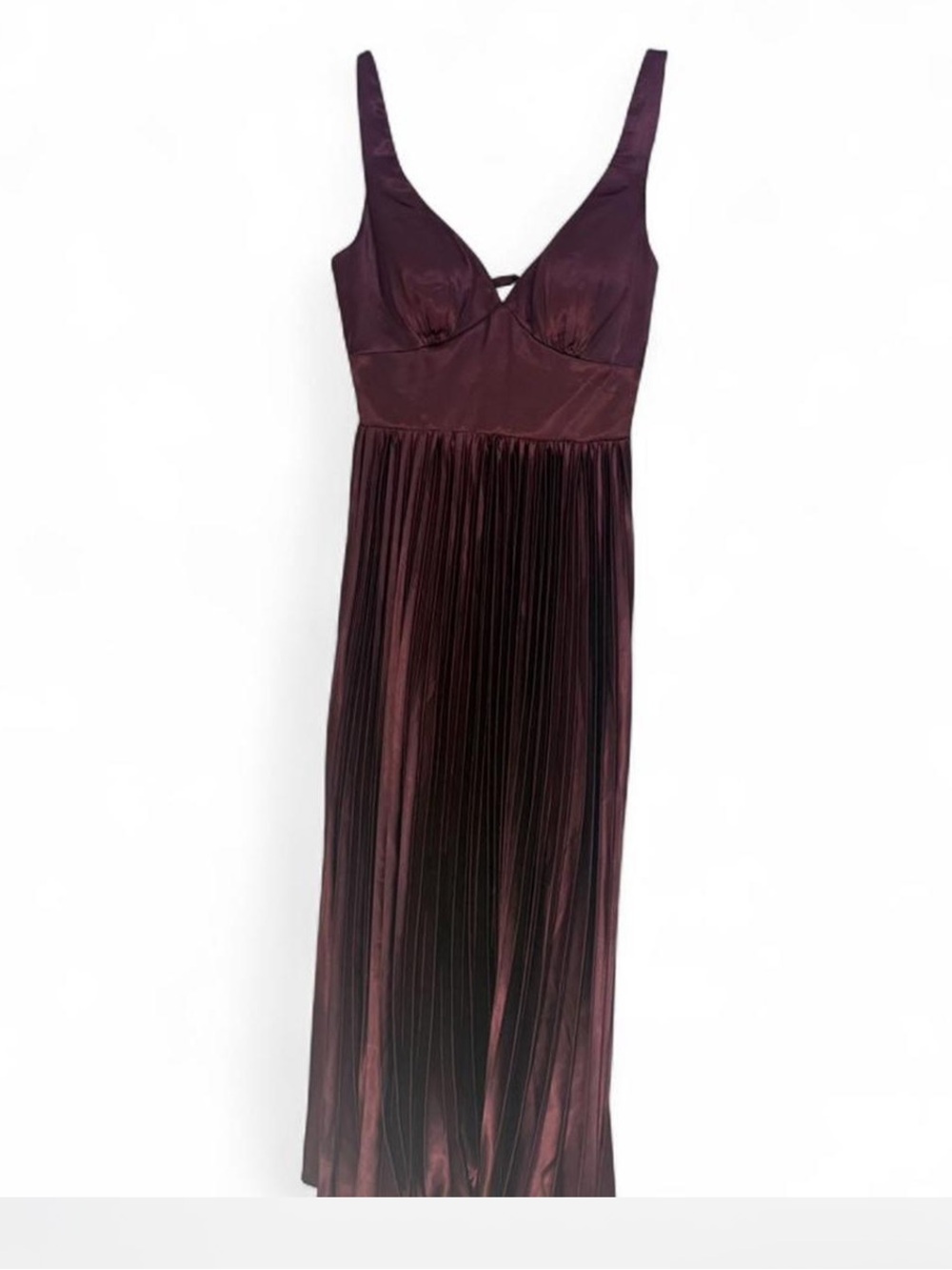 NWT  V-Neck Plum Pleated Maxi Dress